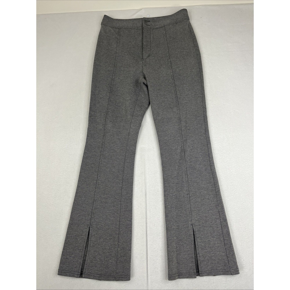 Anthropologie Maeve Pants Womens 8 Gray Seamed Split Hem Flare High Rise 29”
